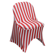 Stretch Spandex Folding Chair Covers Striped Red and White