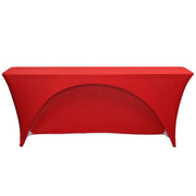 Spandex 6 Ft x 18 Inches Open Back Rectangular Table Cover Red