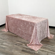 90 x 132 Inch Rectangular Crushed Velvet Tablecloth Blush