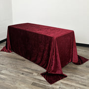 90 x 156 Inch Rectangular Crushed Velvet Tablecloth Burgundy