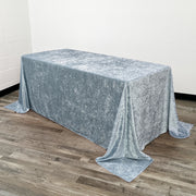 90 x 132 Inch Rectangular Crushed Velvet Tablecloth Dusty Blue