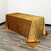 90 x 132 Inch Rectangular Crushed Velvet Tablecloth Gold