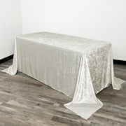 90 x 156 Inch Rectangular Crushed Velvet Tablecloth Ivory