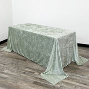 90 x 132 Inch Rectangular Crushed Velvet Tablecloth Sage