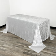 90 x 132 Inch Rectangular Crushed Velvet Tablecloth White