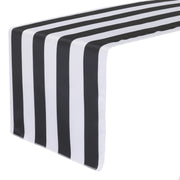 14 x 108 inch L'amour Satin Table Runner Black and White Striped - Bridal Tablecloth