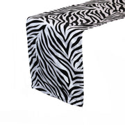 12 x 108 in Flocking Damask Table Runner Zebra - Bridal Tablecloth