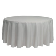 132 inch Polyester Round Tablecloth Silver