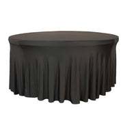 Stretch Spandex 5 ft Round Wavy Draping Table Cover Black - Bridal Tablecloth