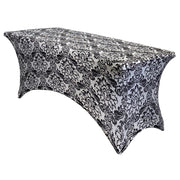 Stretch Spandex 8 Ft Rectangular Table Cover Damask