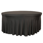 Stretch Spandex 6 ft Round Wavy Draping Table Cover Black - Bridal Tablecloth