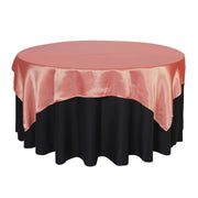 72 inch Square Satin Table Overlay Coral - Bridal Tablecloth