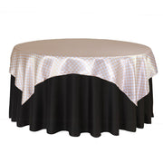 72 inch Square Satin Table Overlay Peach and White Polka Dots
