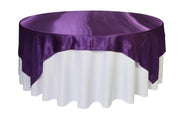 90 inch Square Satin Table Overlay Purple