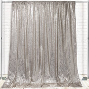 Glitz Sequin on Taffeta Drape/Backdrop 8 ft x 104 Inches Silver - Bridal Tablecloth