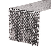 14" x 108" Large Payette Sequin Table Runner Silver