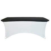 Stretch Spandex 6 ft Rectangular Table Topper/Cap Black - Bridal Tablecloth