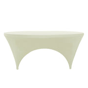Stretch Spandex 6 ft Round Sides Open Table Covers Ivory