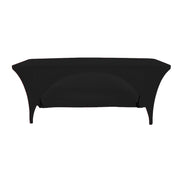 Stretch Spandex Open Back 6 ft Rectangular Table Cover Black