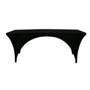 Stretch Spandex 6 Ft Open Sides Rectangular Table Cover Black
