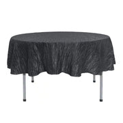 90 Inch Round Crinkle Taffeta Tablecloth Black - Bridal Tablecloth