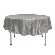 90 Inch Round Crinkle Taffeta Tablecloth Dark Silver - Bridal Tablecloth