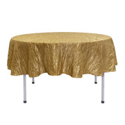 90 Inch Round Crinkle Taffeta Tablecloth Gold - Bridal Tablecloth
