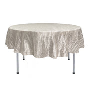 90 Inch Round Crinkle Taffeta Tablecloth Ivory - Bridal Tablecloth