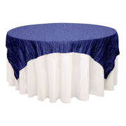 72 inch Square Crinkle Taffeta Table Overlay Navy Blue