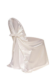 Satin Self-Tie Universal Chair Covers White