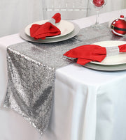 Glitz Sequin Table Runner Silver