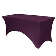 Stretch Spandex 6 Ft Rectangular Table Cover Eggplant - Bridal Tablecloth