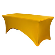 Stretch Spandex 6 Ft Rectangular Table Cover Gold - Bridal Tablecloth