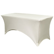 Stretch Spandex 6 ft Rectangular Table Cover Ivory - Bridal Tablecloth