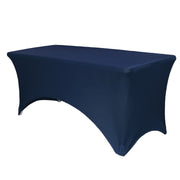Stretch Spandex 8 ft Rectangular Table Cover Navy Blue - Bridal Tablecloth