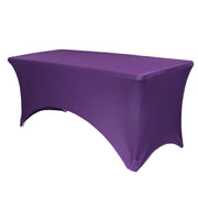 Stretch Spandex 8 ft Rectangular Table Cover Purple - Bridal Tablecloth