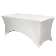 Stretch Spandex 8 ft Rectangular Table Cover White - Bridal Tablecloth
