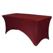 Stretch Spandex 8 ft Rectangular Table Cover Burgundy - Bridal Tablecloth