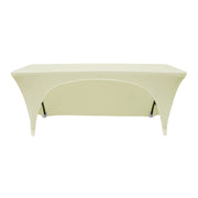 8 Ft Open Back Spandex Rectangular Table Cover Ivory