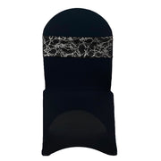 10 Pack Stretch Spandex Chair Bands Black With Silver Marbling