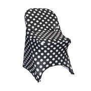 Stretch Spandex Folding Chair Covers Black and White Polka Dot