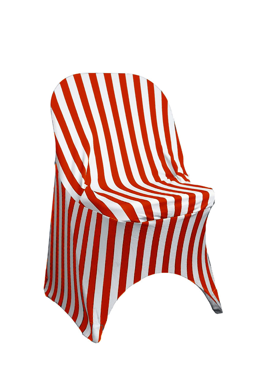 Stretch Spandex Folding Chair Covers Striped Red and White