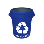 32 Gallon Spandex Trash Can/Waste Container Cover Royal Blue With Recycling Logo