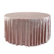 120 Inch Round Crushed Velvet Tablecloth Blush - Bridal Tablecloth