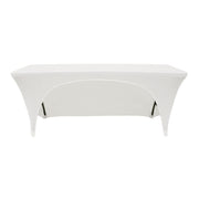 Stretch Spandex Open Back 6 ft Rectangular Table Cover White