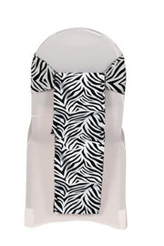 Damask Zebra Taffeta Sashes White and Black (Pack of 10)