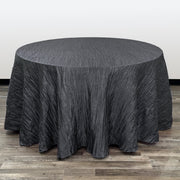 120 inch Crinkle Taffeta Round Tablecloth Black - Bridal Tablecloth