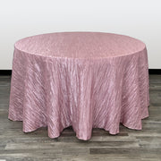120 Inch Round Crinkle Taffeta Tablecloth Dusty Rose - Bridal Tablecloth