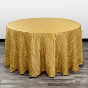 120 inch Crinkle Taffeta Round Tablecloth Gold - Bridal Tablecloth