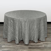 108 Inch Round Crinkle Taffeta Tablecloth Dark Silver - Bridal Tablecloth